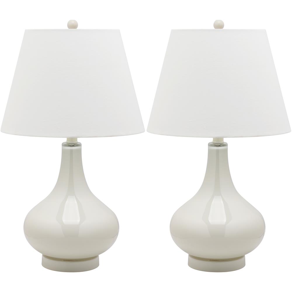 Safavieh LIT4087F AMY GOURD GLASS (SET OF 2) LT GREY BASE AND NECK TABLE LAMP